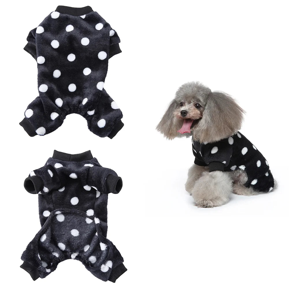 Dog Winter Pajamas Pomeranian Overalls Pajamas Halloween Print Warm Jumpsuits for Small Puppy Clothes for Dogs Chihuahua