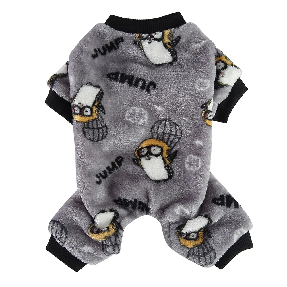 Dog Winter Pajamas Pomeranian Overalls Pajamas Halloween Print Warm Jumpsuits for Small Puppy Clothes for Dogs Chihuahua