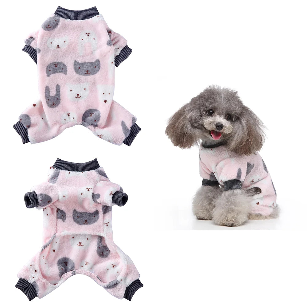 Dog Winter Pajamas Pomeranian Overalls Pajamas Halloween Print Warm Jumpsuits for Small Puppy Clothes for Dogs Chihuahua