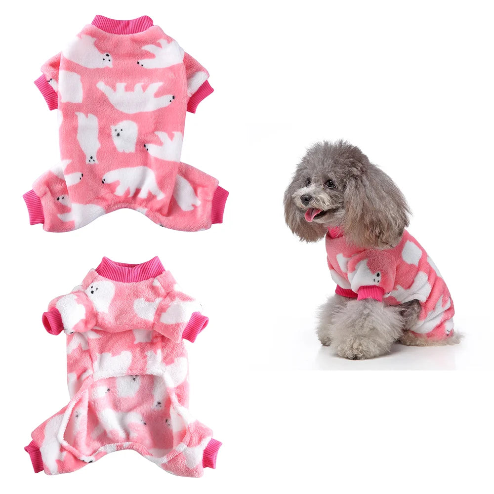 Dog Winter Pajamas Pomeranian Overalls Pajamas Halloween Print Warm Jumpsuits for Small Puppy Clothes for Dogs Chihuahua
