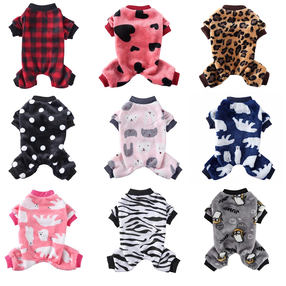 Dog Winter Pajamas Pomeranian Overalls Pajamas Halloween Print Warm Jumpsuits for Small Puppy Clothes for Dogs Chihuahua