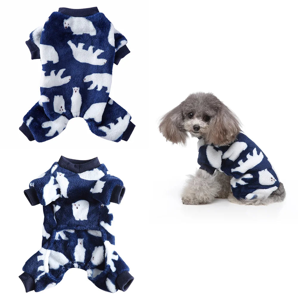 Dog Winter Pajamas Pomeranian Overalls Pajamas Halloween Print Warm Jumpsuits for Small Puppy Clothes for Dogs Chihuahua